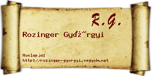 Rozinger Györgyi névjegykártya