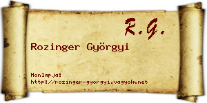 Rozinger Györgyi névjegykártya